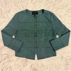 BCBGMAXAZRIA Heather Charcoal Zip-Front Jacket/blazer/knit top